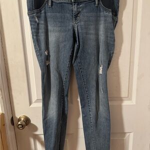 Isabel Maternity by Ingrid & Isabel Distressed Blue Skinny Jeans (Under Belly)